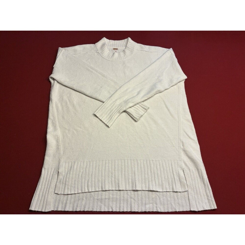 Free People Phoebe Oversize Soft Knit Pullover Sweater Size S Ivory Wool Blend